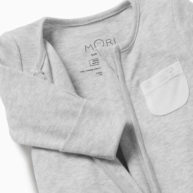 Clever Zip-Up Sleepsuit, Grey Marl - Rompers - 2