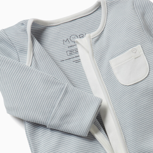 Clever Zip-Up Sleepsuit, Blue Stripe - Rompers - 2