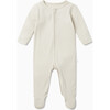 Ribbed Zip-Up Footed Sleepsuit, Ecru - Footie Pajamas - 1 - thumbnail