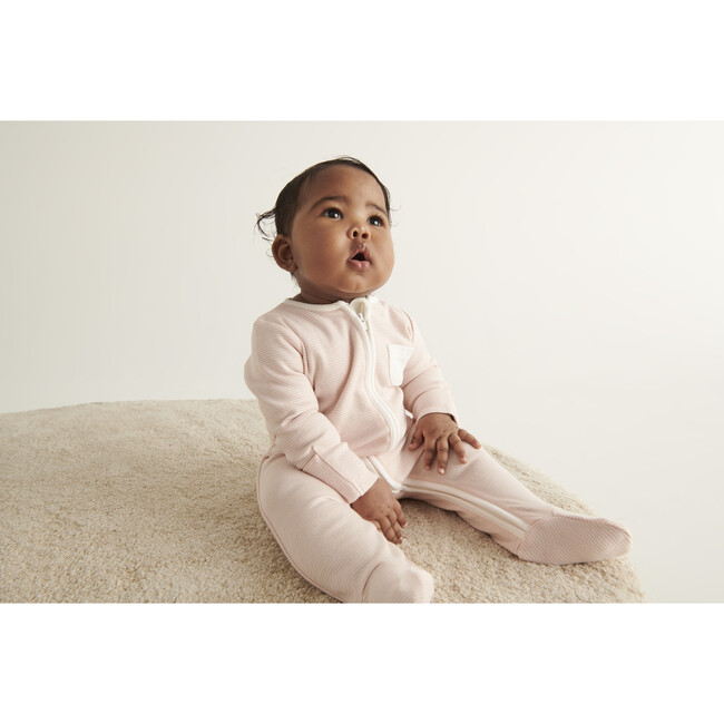 Clever Zip-Up Sleepsuit, Blush Stripe - Onesies - 3