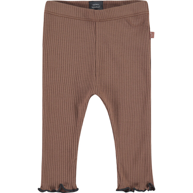 Lettuce Edge Hem Contrasting Charcoal Toned Stitch Legging, Clay And Charcoal