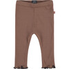 Lettuce Edge Hem Contrasting Charcoal Toned Stitch Legging, Clay And Charcoal - Leggings - 1 - thumbnail