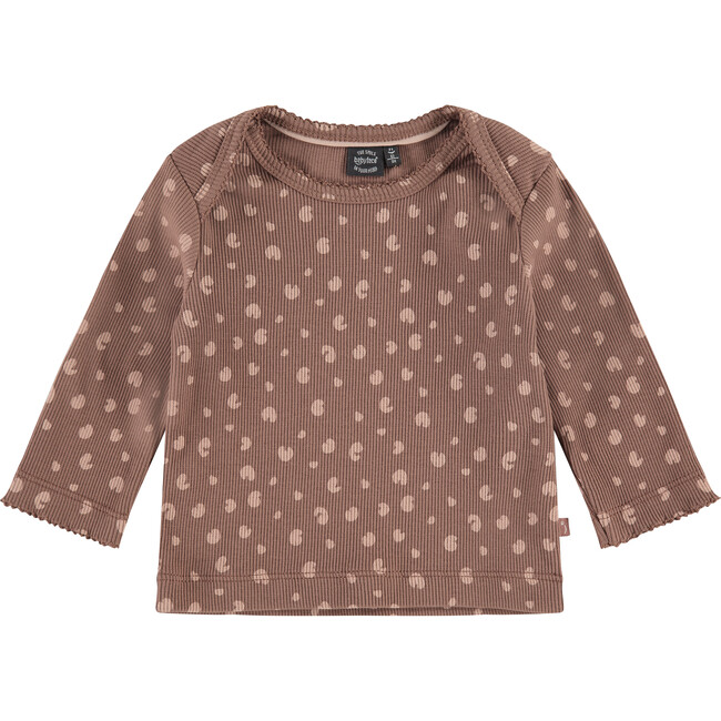 Spotted Graphic Long Sleeve Tee Shirt, Clay And Faded Pink