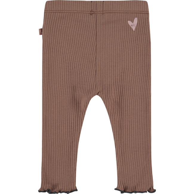 Lettuce Edge Hem Contrasting Charcoal Toned Stitch Legging, Clay And Charcoal - Leggings - 2