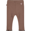 Lettuce Edge Hem Contrasting Charcoal Toned Stitch Legging, Clay And Charcoal - Leggings - 2