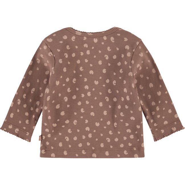 Spotted Graphic Long Sleeve Tee Shirt, Clay And Faded Pink - Tees - 2