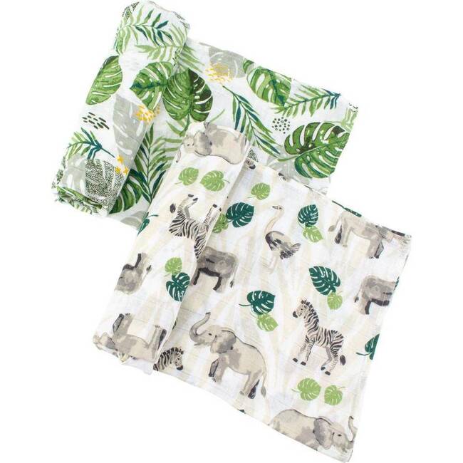 Premium Cotton Muslin Swaddle Blanket Set, Jungle And Rainforest (Pack of 2)