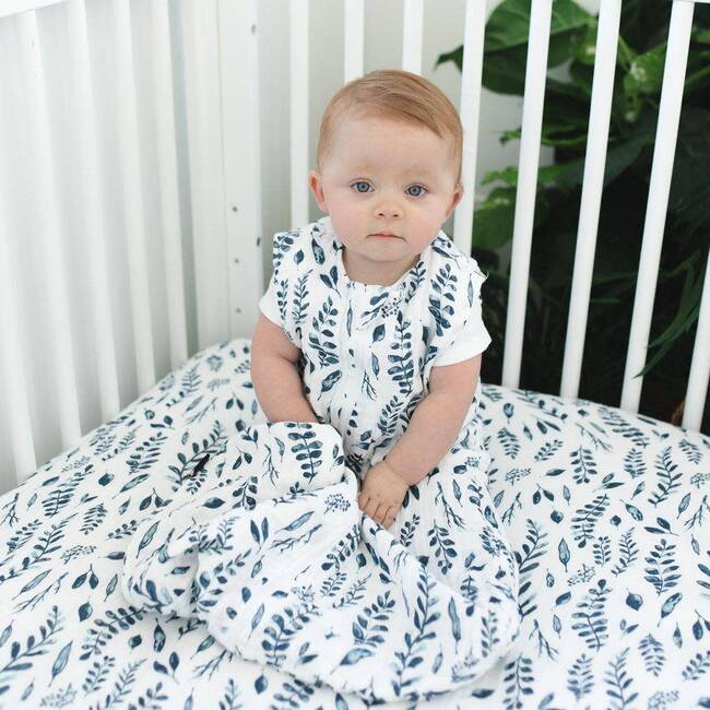 Premium Cotton Muslin 12-24m Bedtime Sleeper, Blue Leaves - Sleepbags - 4