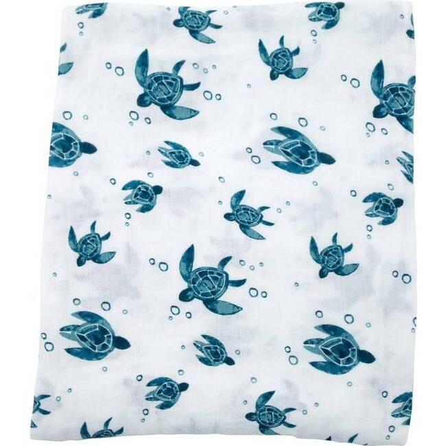Oh-So-Soft Bamboo Blend Muslin Swaddle Blanket, Sea Turtles
