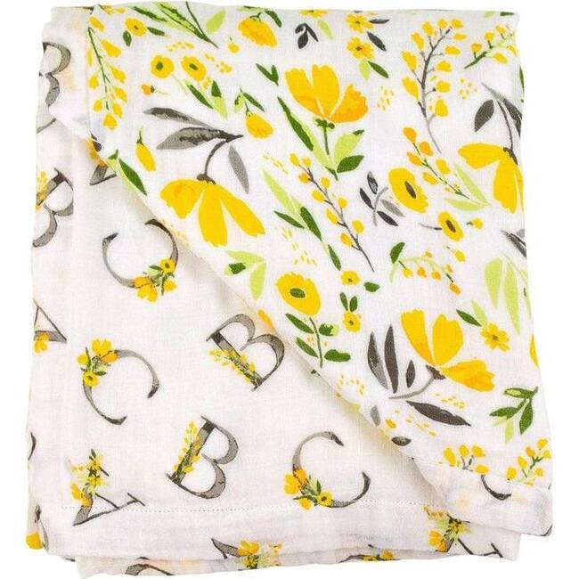 Oh-So-Soft Bamboo Blend Muslin Snuggle Blanket, Royal Garden And Floral Alphabet