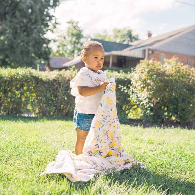 Oh-So-Soft Bamboo Blend Muslin Snuggle Blanket, Royal Garden And Floral Alphabet - Blankets - 2