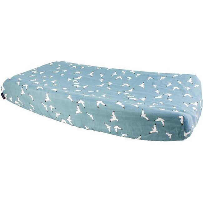 Oh-So-Soft Bamboo Blend Muslin Changing Pad Cover, Seagulls