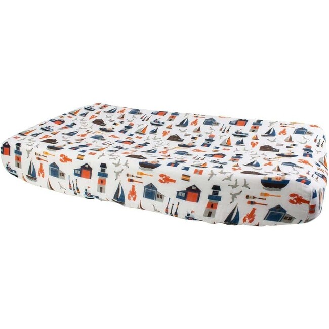 Oh-So-Soft Bamboo Blend Muslin Changing Pad Cover, Nautical