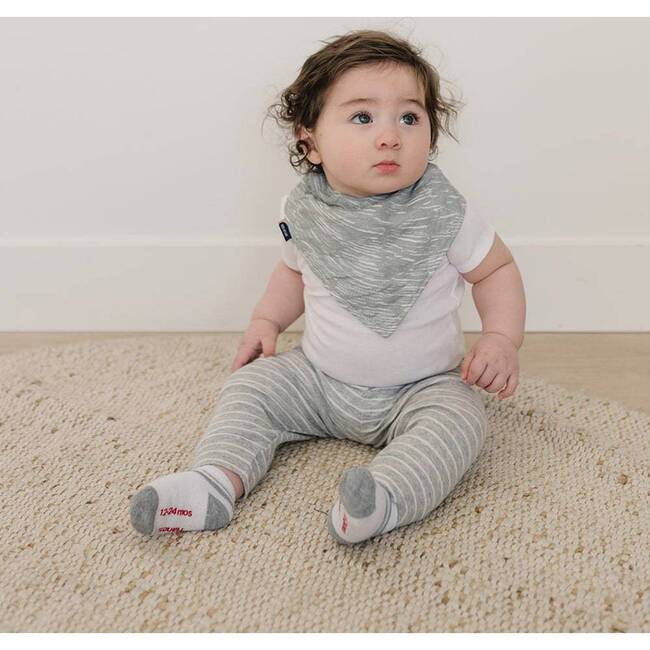 Oh-So-Soft Bamboo Blend Muslin Bandana Bib, Grey Crayon - Bibs - 2