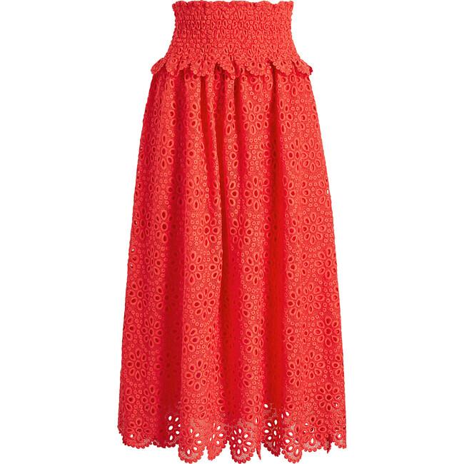 The Scallop Lace Delphine Nap Skirt, Poppy Red Scallop Lace