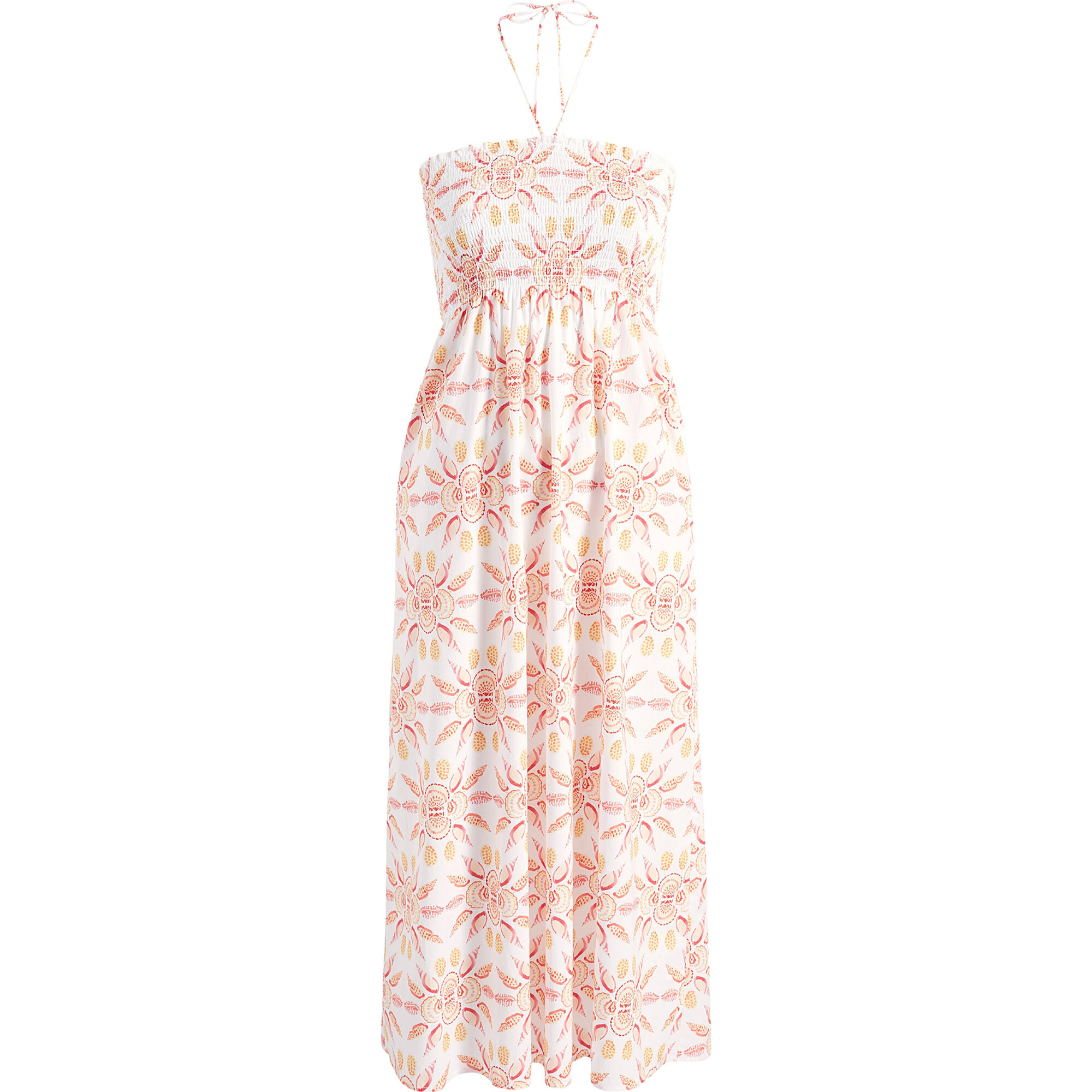 The Women's Lucy Nap Dress, Orange Shell Mosaic Cotton - Dresses - 1