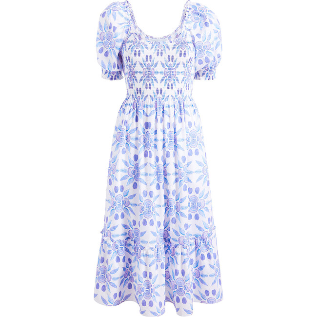 The Women's Louisa Nap Dress, Blue Shell Mosaic Cotton - Dresses - 1