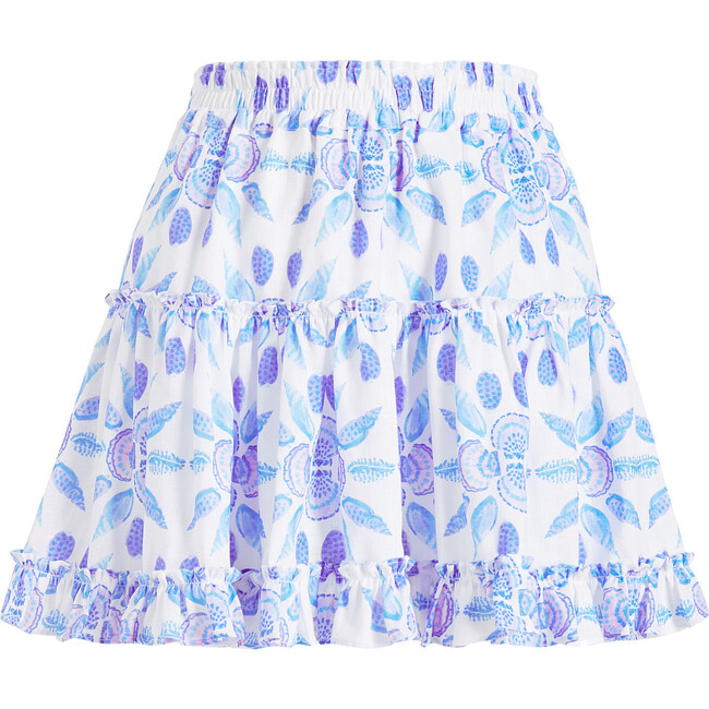 The Women's Linen Paz Skirt, Blue Shell Mosaic Linen - Skirts - 1