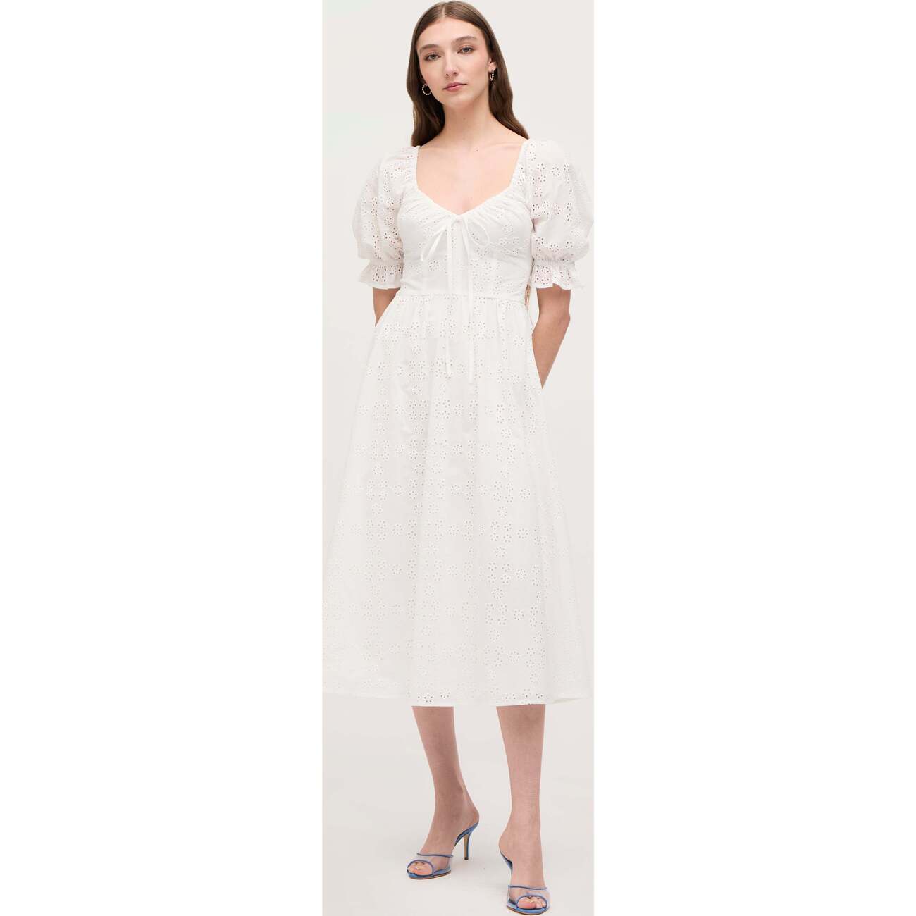 The Women's Eyelet Ophelia Dress, White Eyelet - Hill House