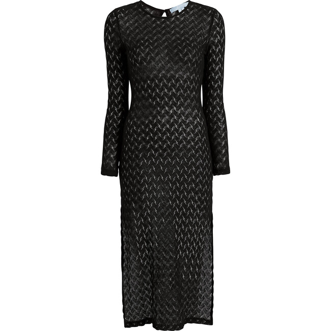 The Women's Enzo Dress, Black Raschel Knit - Dresses - 1