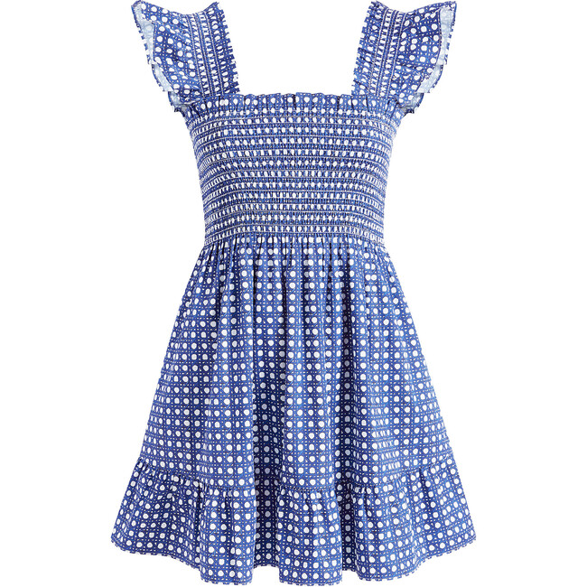 The Women's Elizabeth Nap Dress, Blue Basketweave Cotton Sateen - Dresses - 1