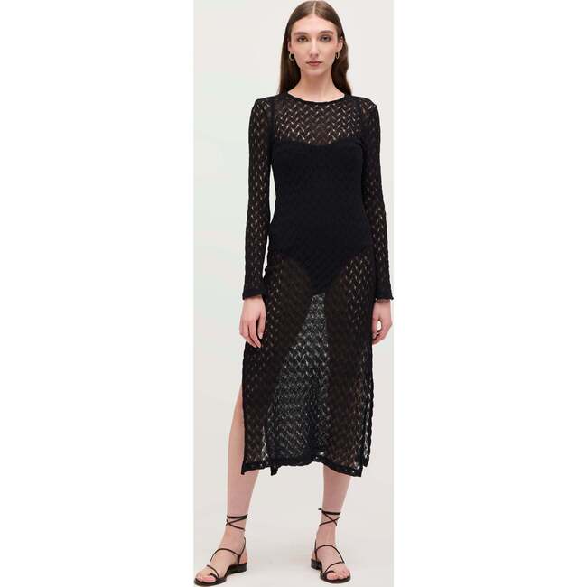 The Women's Enzo Dress, Black Raschel Knit - Dresses - 2