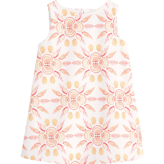 The Baby Charlie Dress, Orange Shell Mosaic Cotton - Dresses - 1