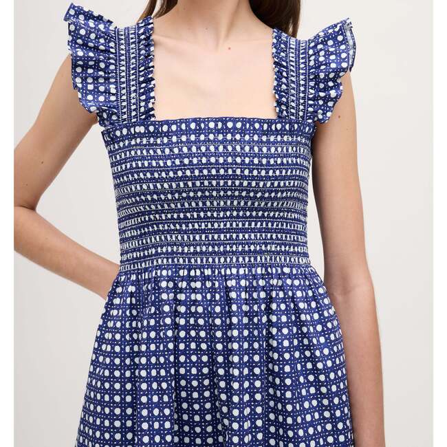 The Women's Elizabeth Nap Dress, Blue Basketweave Cotton Sateen - Dresses - 2
