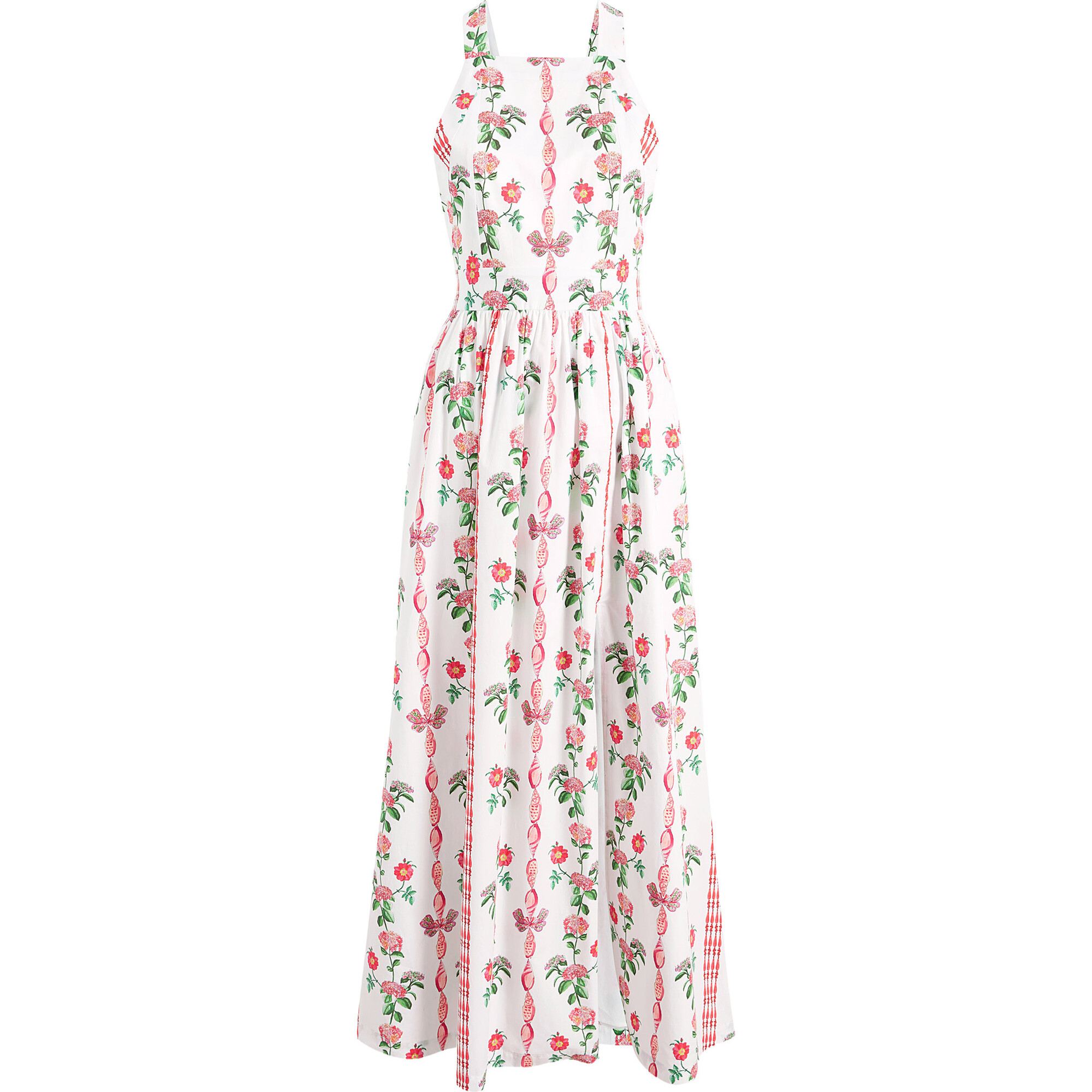 The Women's Addie Dress, Red Shell Vine Stripe Cotton Sateen