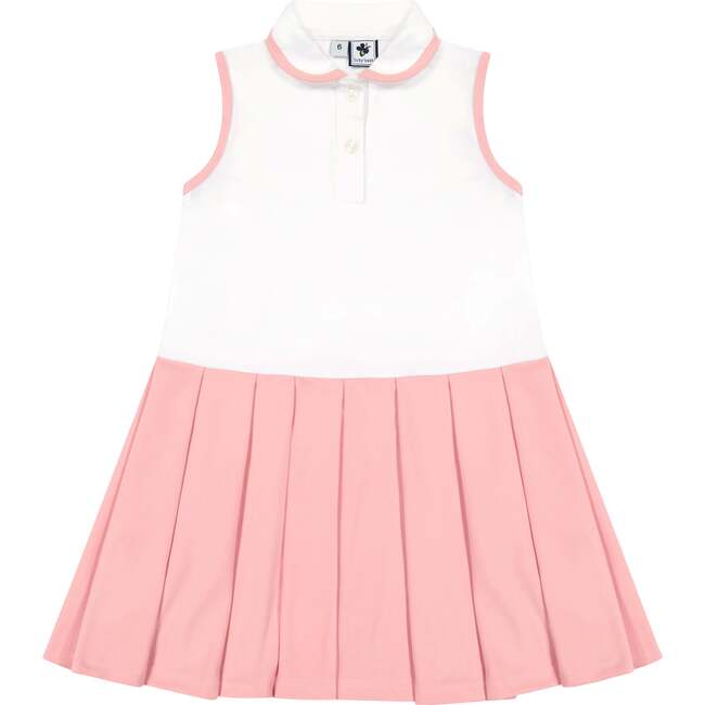 Monica Sleeveless Box Pleat Polo Sport Dress, Pink White Dri Fit - Dresses - 1