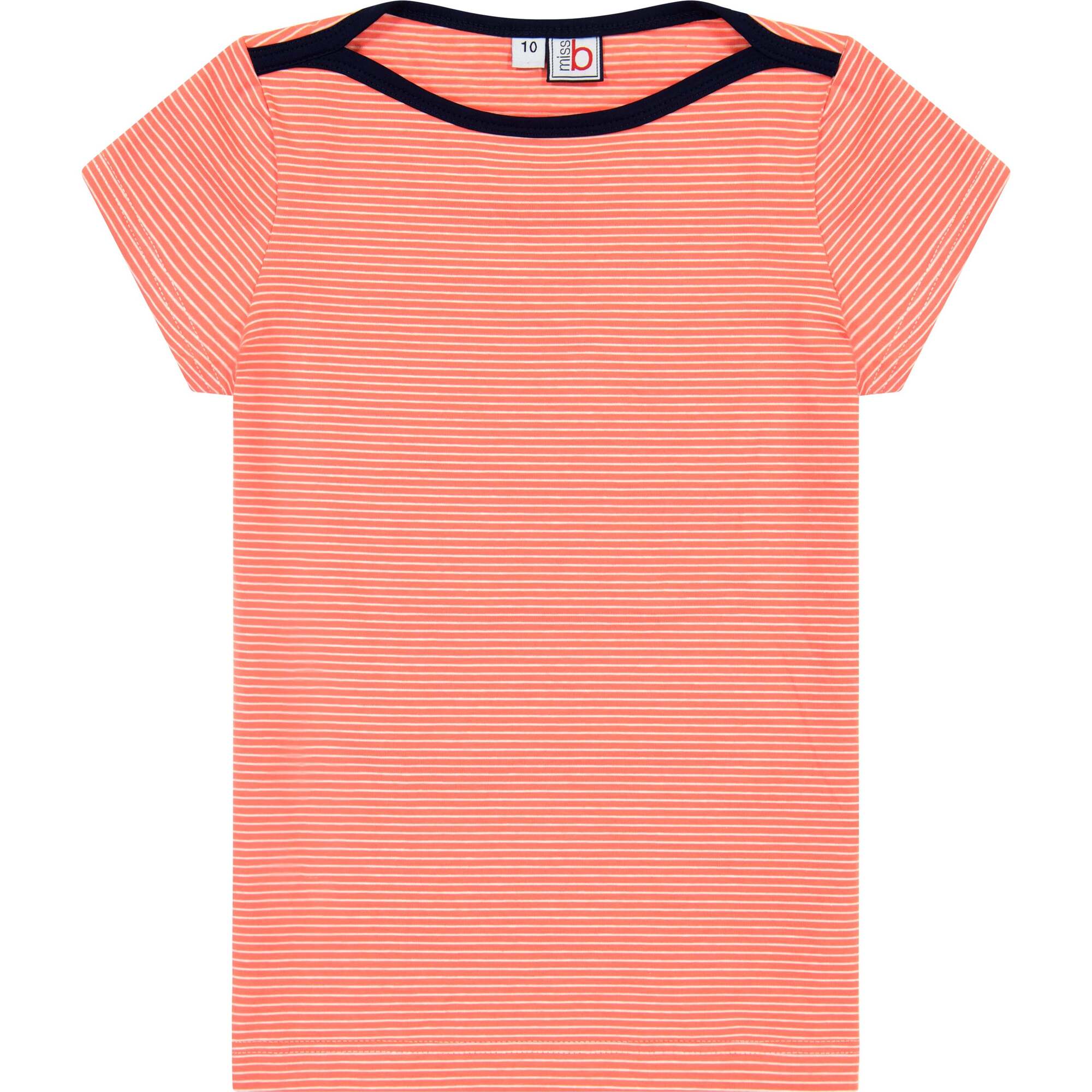 Nina Cap Sleeve Bateau Tee, Melon Ministripe - T-Shirts - 1