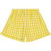 Lee Lee Ruffle Shorts, Yellow Check - Shorts - 1 - thumbnail