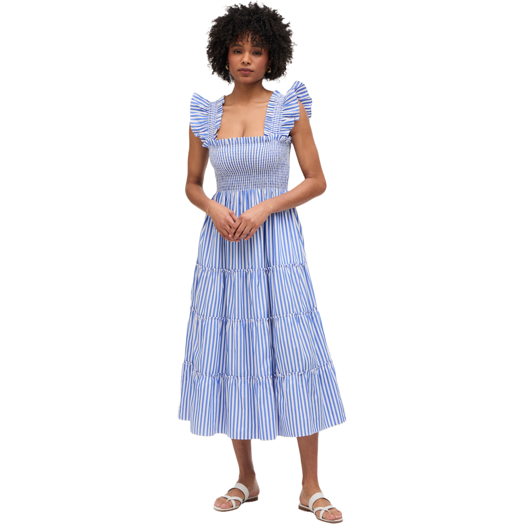 The Women's Ellie Nap Dress, Blueberry Stripe - Hill House Home