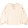Elise Muslin Oversized Circular Collar Blouse, Ecru - Blouses - 1 - thumbnail