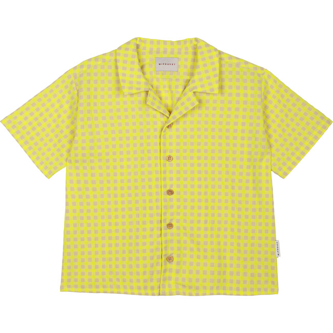 Matteo Vichy Short Sleeve Gingham Shirt, Fluo Yellow