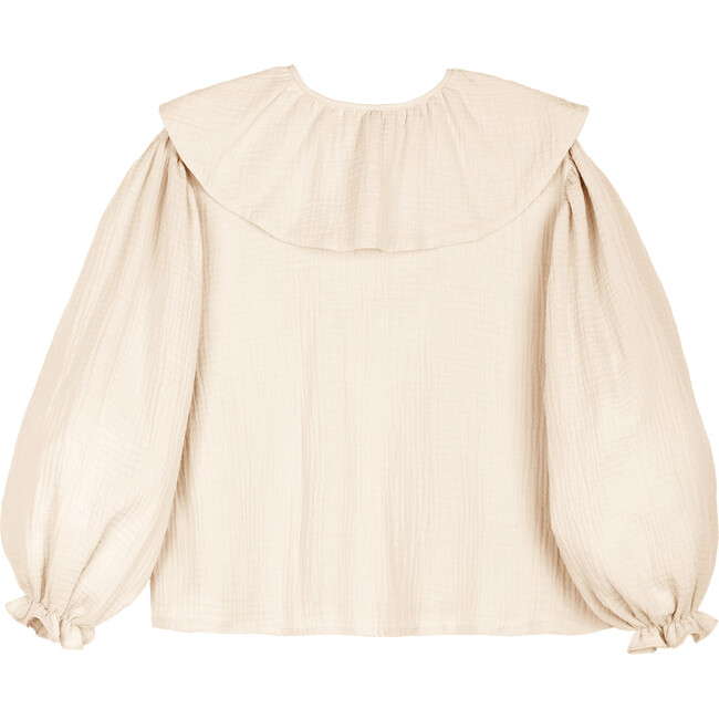 Elise Muslin Oversized Circular Collar Blouse, Ecru - Blouses - 3