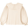 Elise Muslin Oversized Circular Collar Blouse, Ecru - Blouses - 3