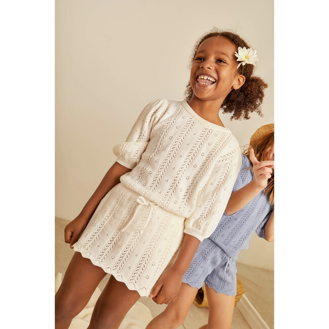 Nora Cotton Openwork Scalloped Hem Skirt, Ecru - Skirts - 3