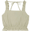 Pauline Vichy Straight Cut Crop Top, Green - Blouses - 1 - thumbnail