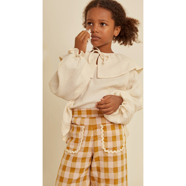 Sienna Vichy Straight Cut High Waist Wide Leg Pant, Caramel - Pants - 3