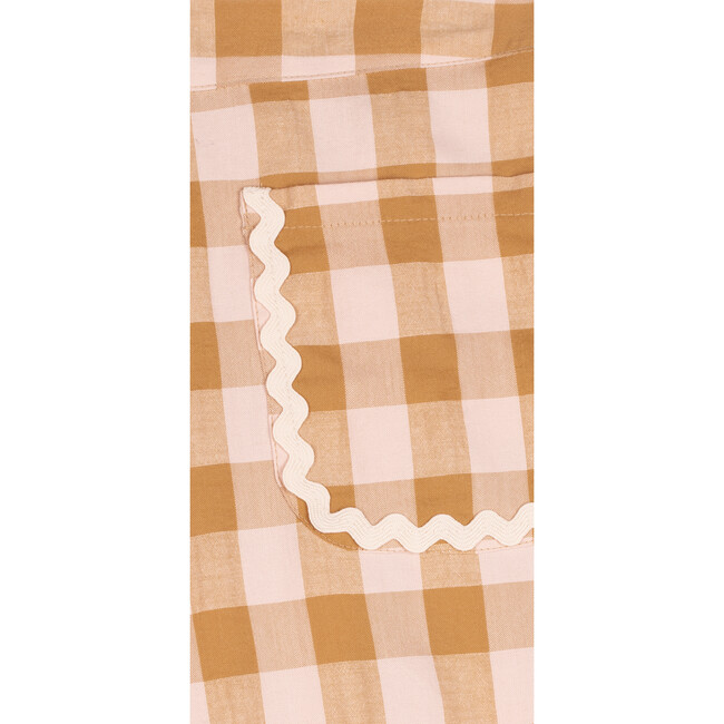 Sienna Vichy Straight Cut High Waist Wide Leg Pant, Caramel - Pants - 4