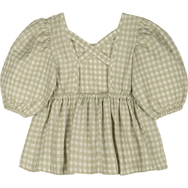 Colette Vichy Flared Cut Puff Sleeve Blouse, Green