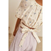 Adeline Muslin Round Neck Flower Top, Cream And Mauve - Blouses - 2