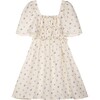 Mia Muslin Short Sleeve A-Line Flower Dress, Cream And Mauve - Dresses - 1 - thumbnail