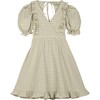 Caroline Vichy Crossover V-Neck Dress, Green - Dresses - 1 - thumbnail