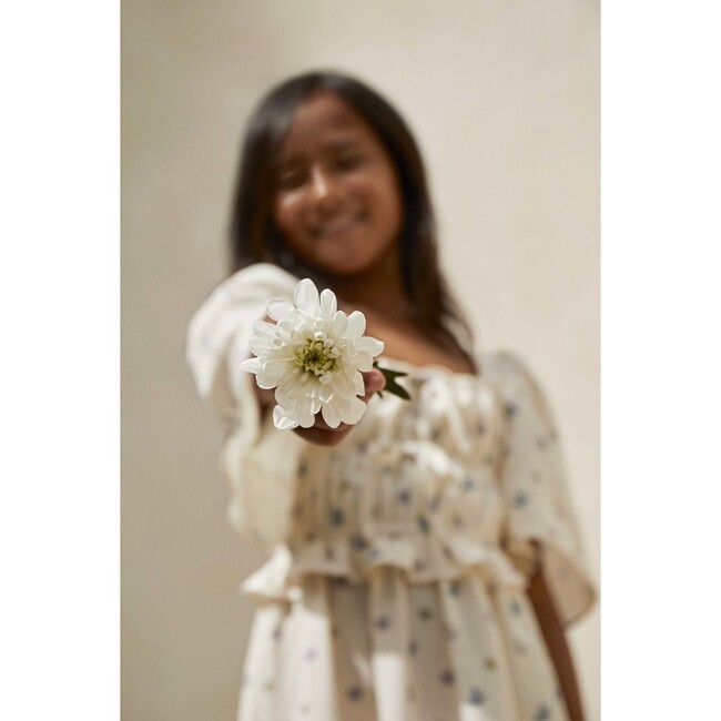 Mia Muslin Short Sleeve A-Line Flower Dress, Cream And Mauve - Dresses - 4