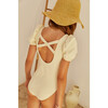 Célia Contrasting Balloon Sleeve Swimsuit, Ecru - One Pieces - 2