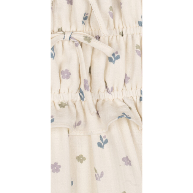 Mia Muslin Short Sleeve A-Line Flower Dress, Cream And Mauve - Dresses - 5