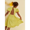 Caroline Vichy Crossover V-Neck Dress, Fluo Yellow - Dresses - 2