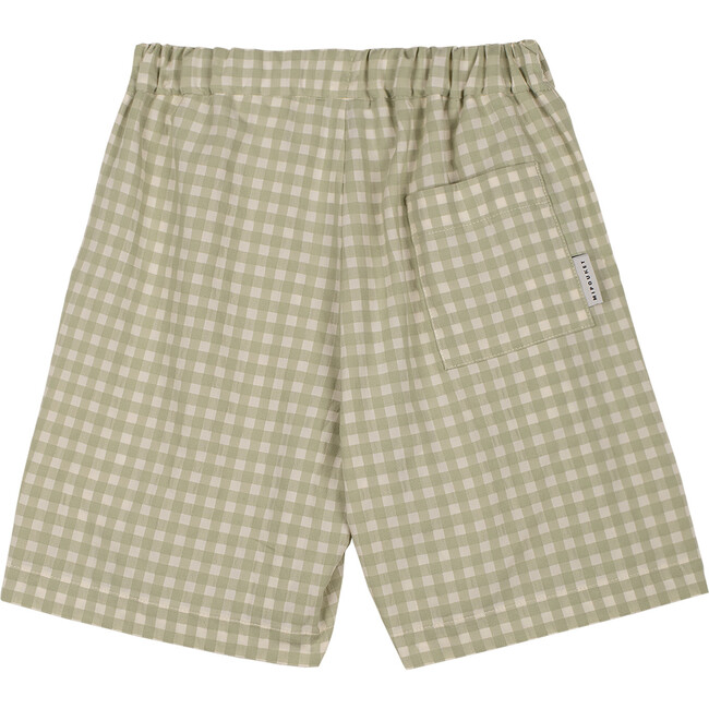 Matteo Vichy Straight Cut Seersucker Bermuda, Green - Shorts - 3